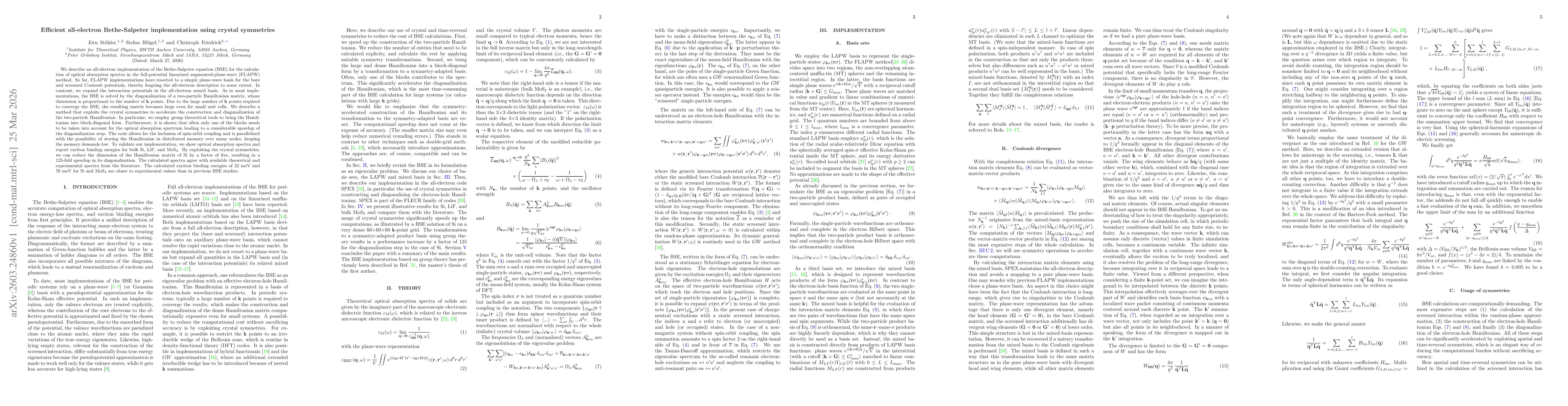 Thumbnail for Efficient all-electron Bethe-Salpeter implementation using crystal symmetries