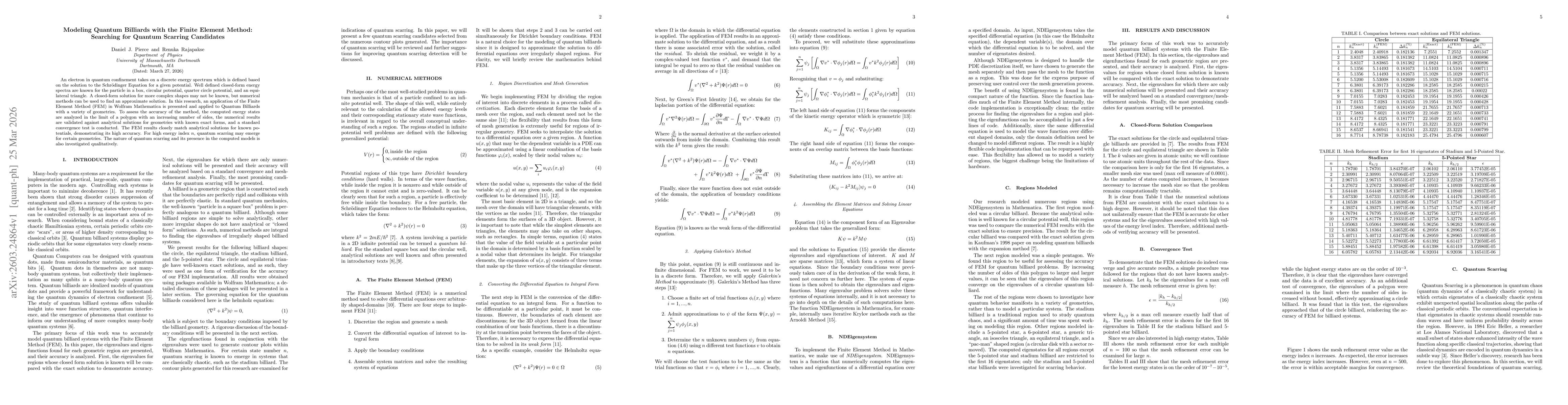Thumbnail for Modeling Quantum Billiards with the Finite Element Method: Searching for Quantum Scarring Candidates