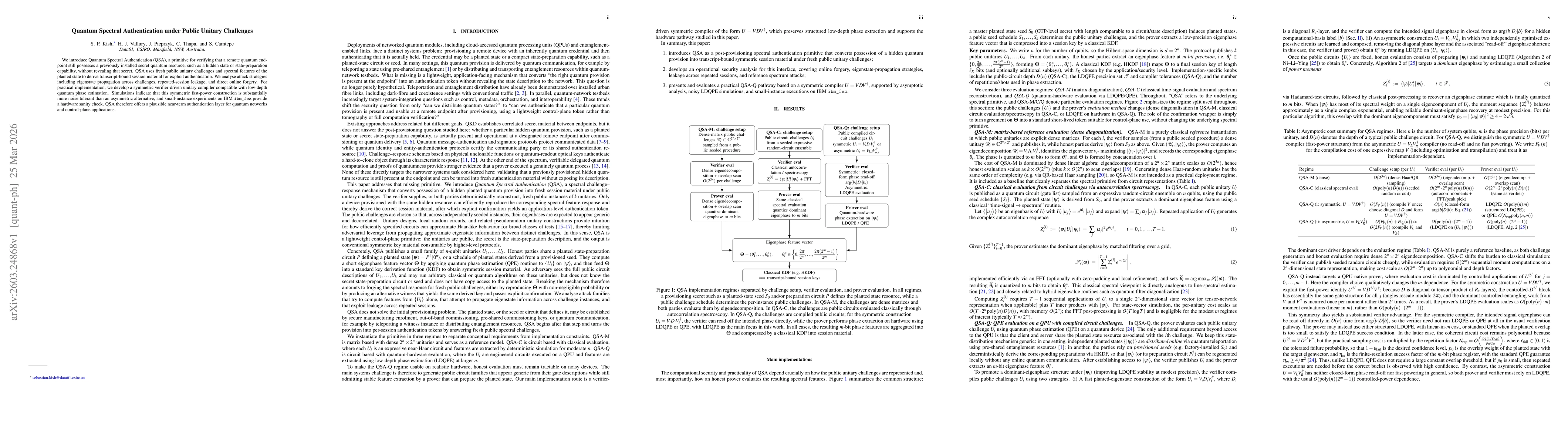 Thumbnail for Quantum Spectral Authentication under Public Unitary Challenges