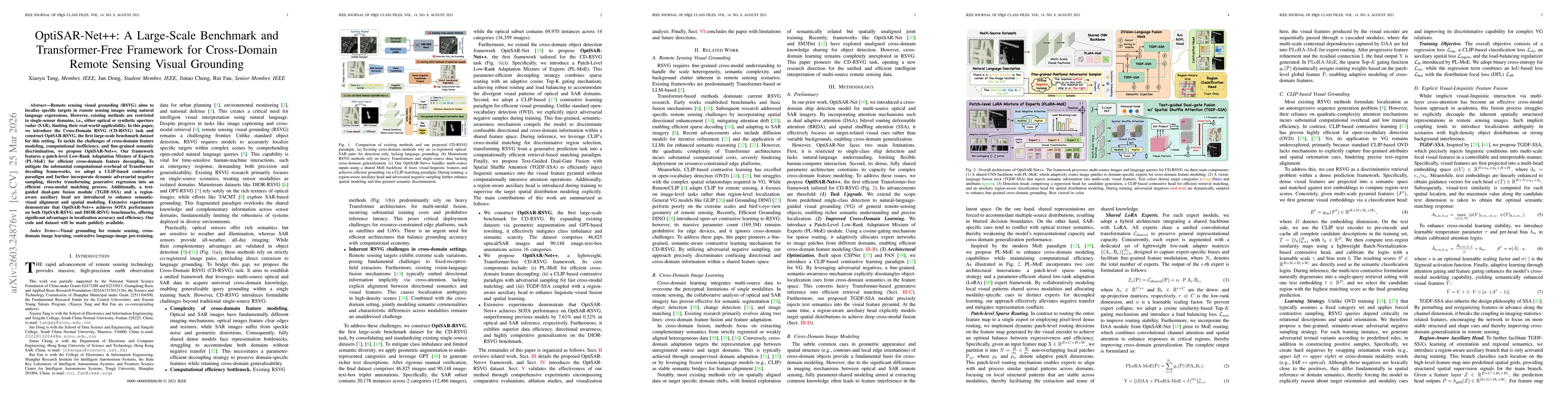 Thumbnail for OptiSAR-Net++: A Large-Scale Benchmark and Transformer-Free Framework for Cross-Domain Remote Sensing Visual Grounding