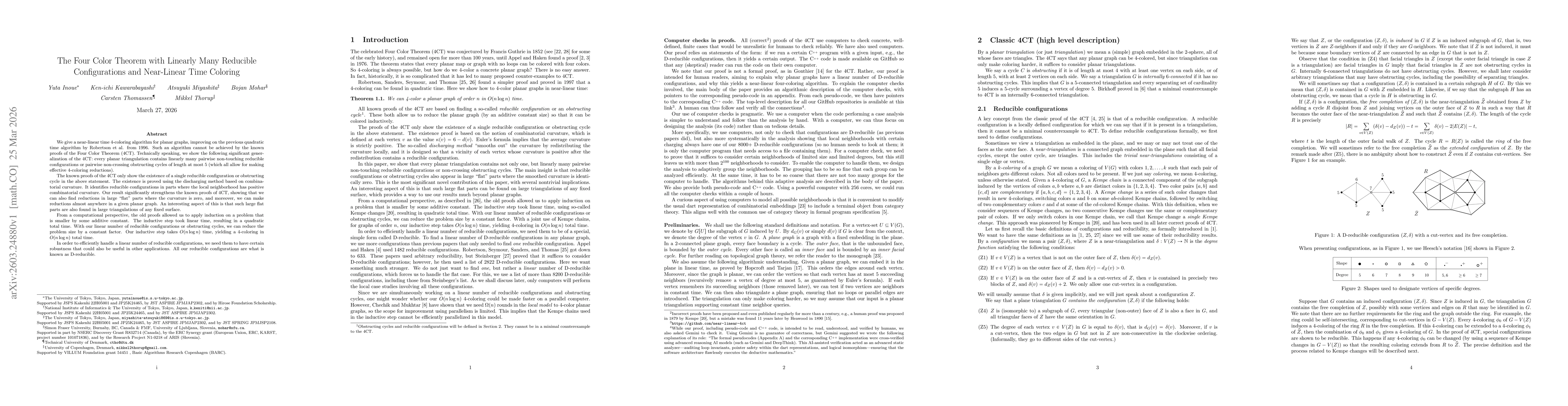 Thumbnail for The Four Color Theorem with Linearly Many Reducible Configurations and Near-Linear Time Coloring