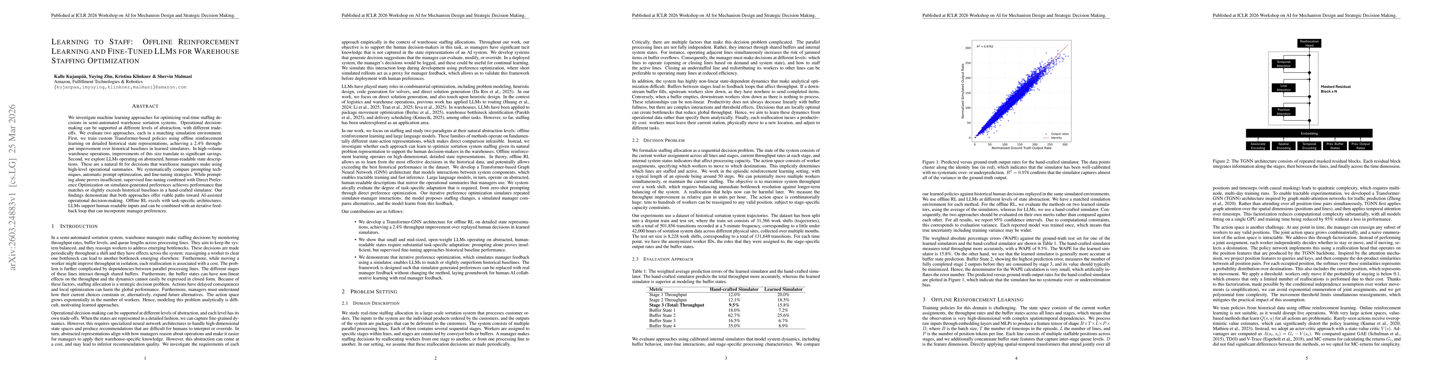 Thumbnail for Learning to Staff: Offline Reinforcement Learning and Fine-Tuned LLMs for Warehouse Staffing Optimization