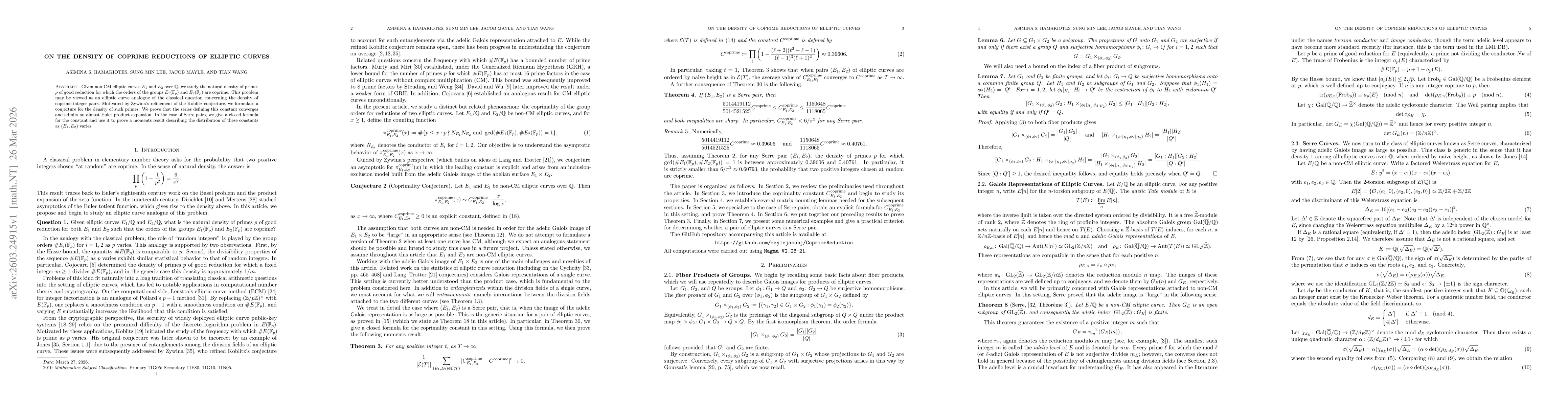 Thumbnail for On the Density of Coprime Reductions of Elliptic Curves