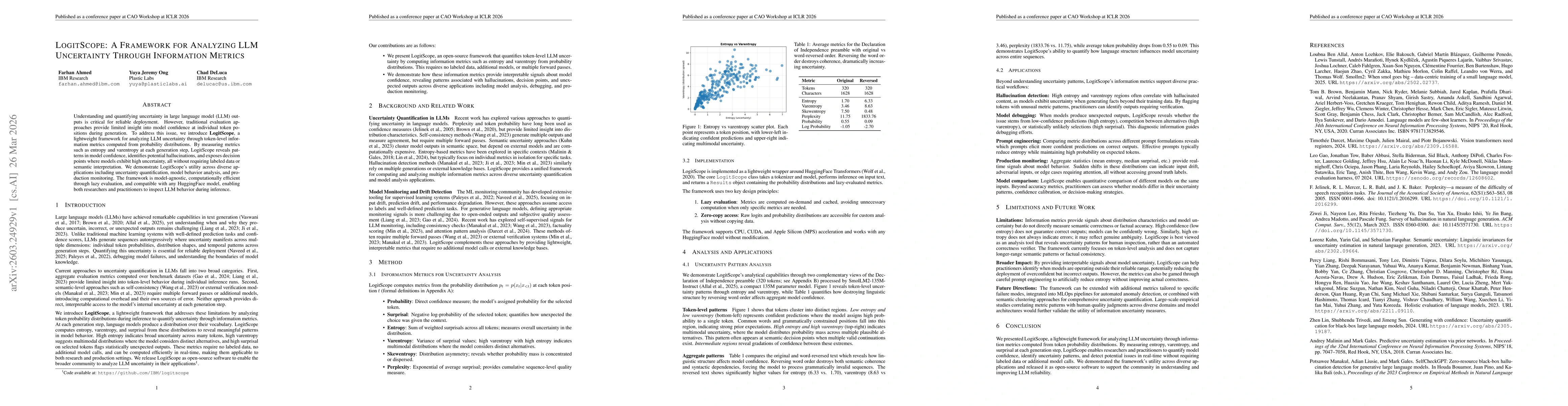 Thumbnail for LogitScope: A Framework for Analyzing LLM Uncertainty Through Information Metrics