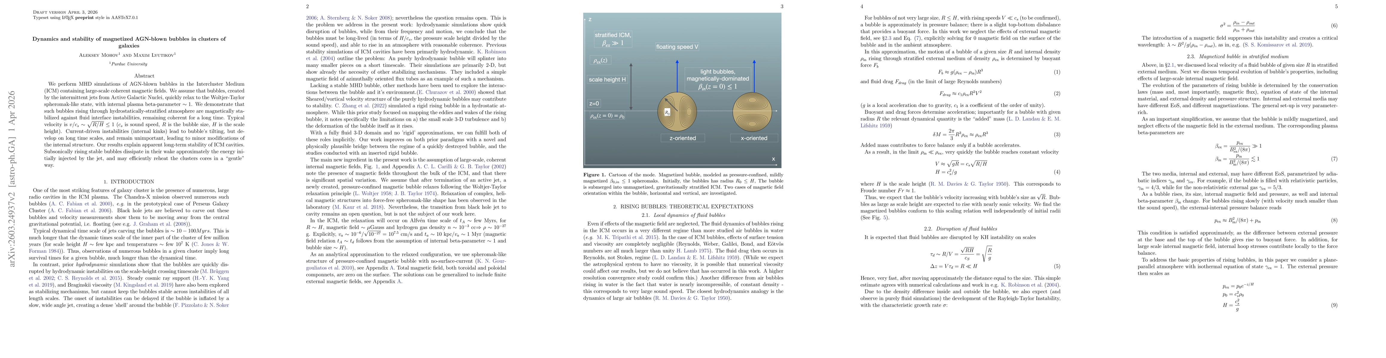 Thumbnail for Dynamics and stability of magnetized AGN-blown bubbles in clusters of galaxies
