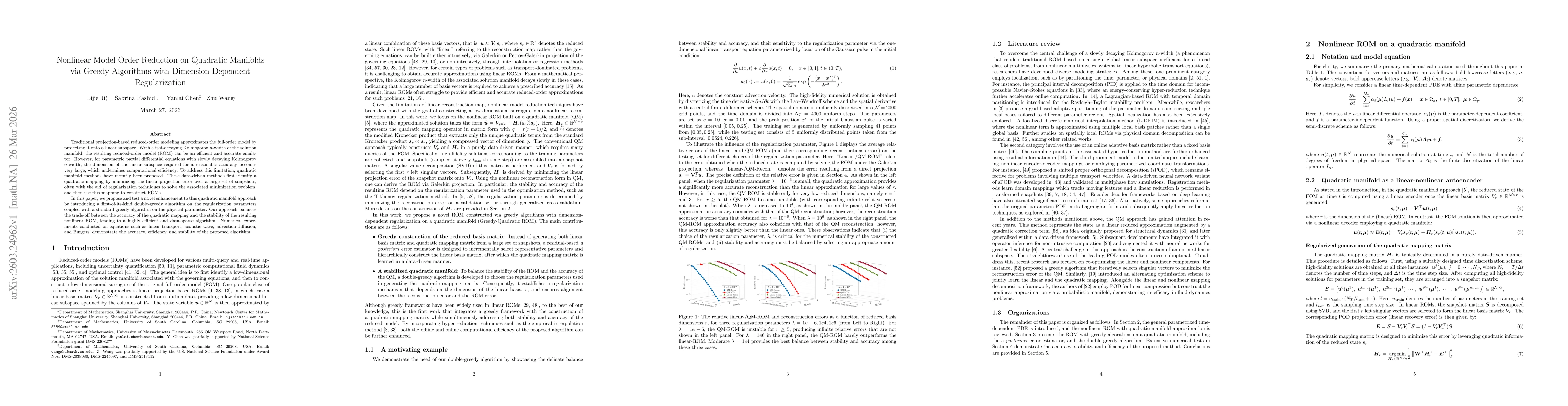 Thumbnail for Nonlinear Model Order Reduction on Quadratic Manifolds via Greedy Algorithms with Dimension-Dependent Regularization