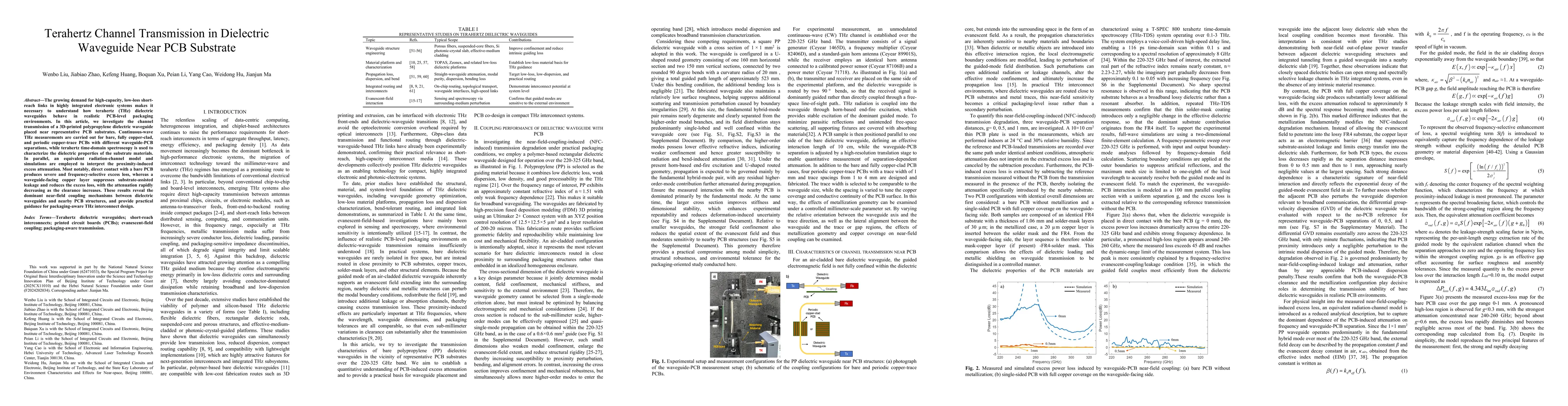 Thumbnail for Terahertz Channel Transmission in Dielectric Waveguide Near PCB Substrate