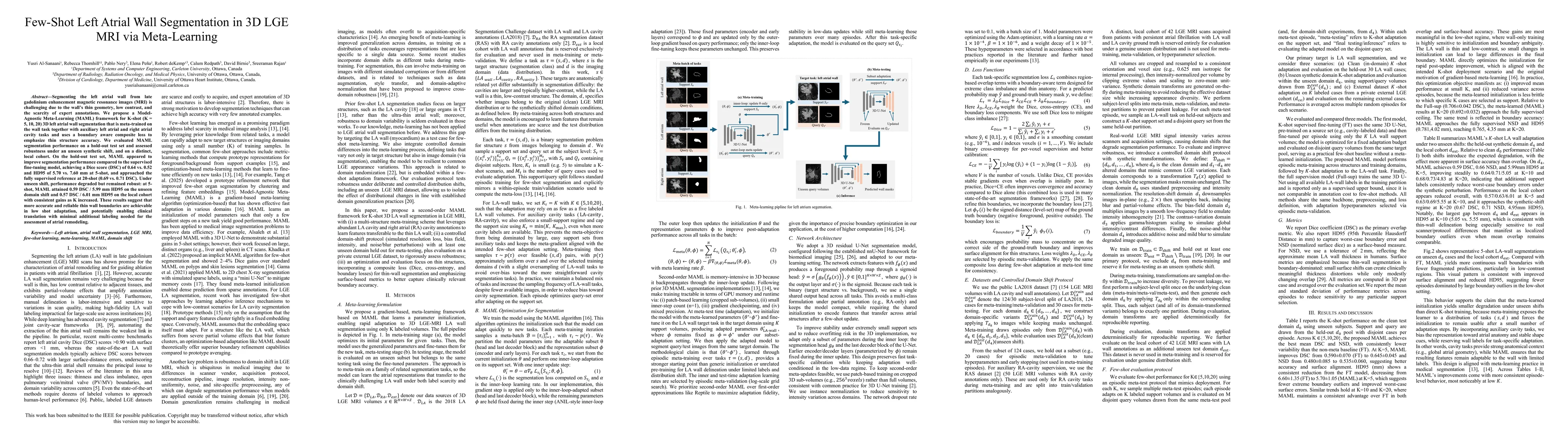 Thumbnail for Few-Shot Left Atrial Wall Segmentation in 3D LGE MRI via Meta-Learning