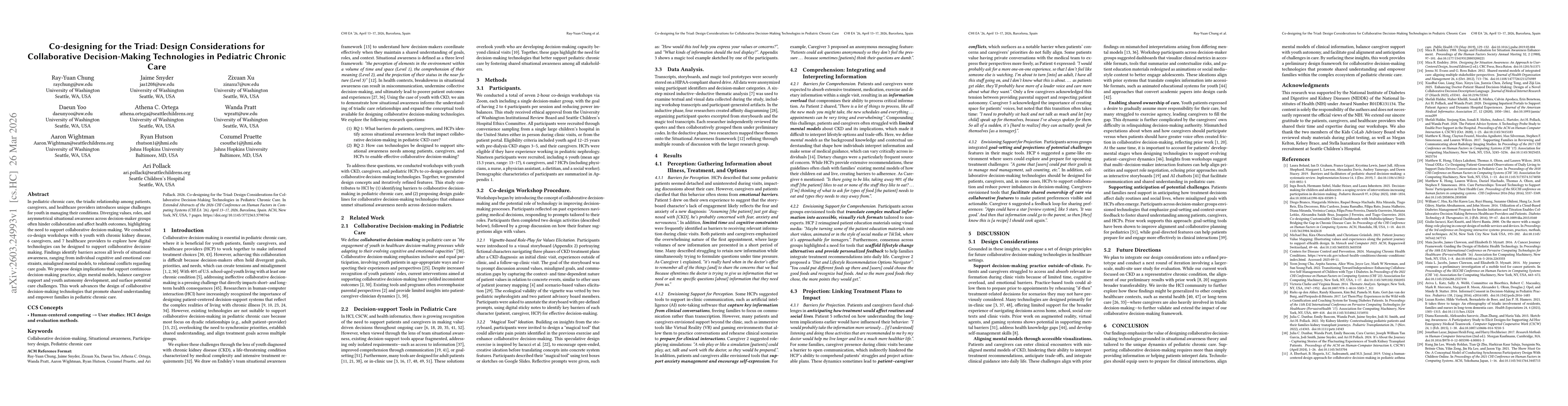 Thumbnail for Co-designing for the Triad: Design Considerations for Collaborative Decision-Making Technologies in Pediatric Chronic Care
