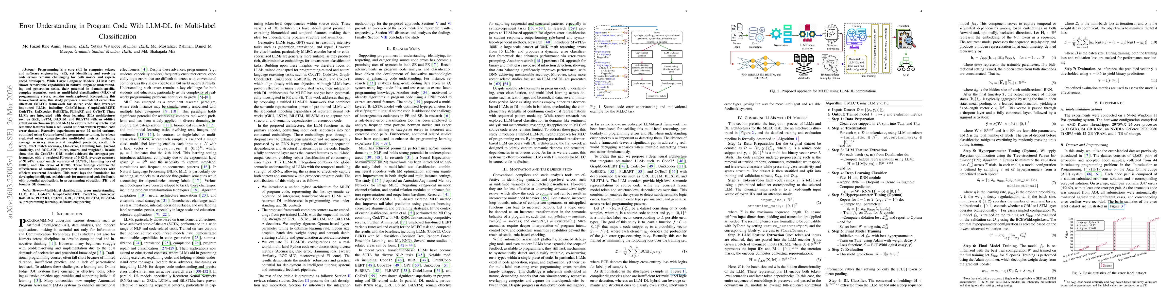 Thumbnail for Error Understanding in Program Code With LLM-DL for Multi-label Classification