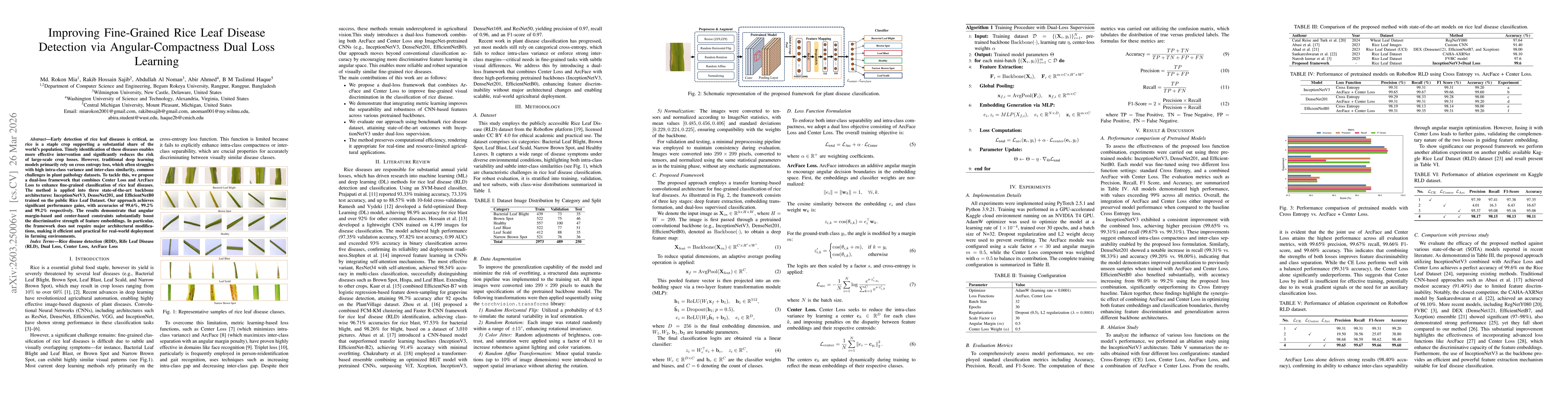 Thumbnail for Improving Fine-Grained Rice Leaf Disease Detection via Angular-Compactness Dual Loss Learning