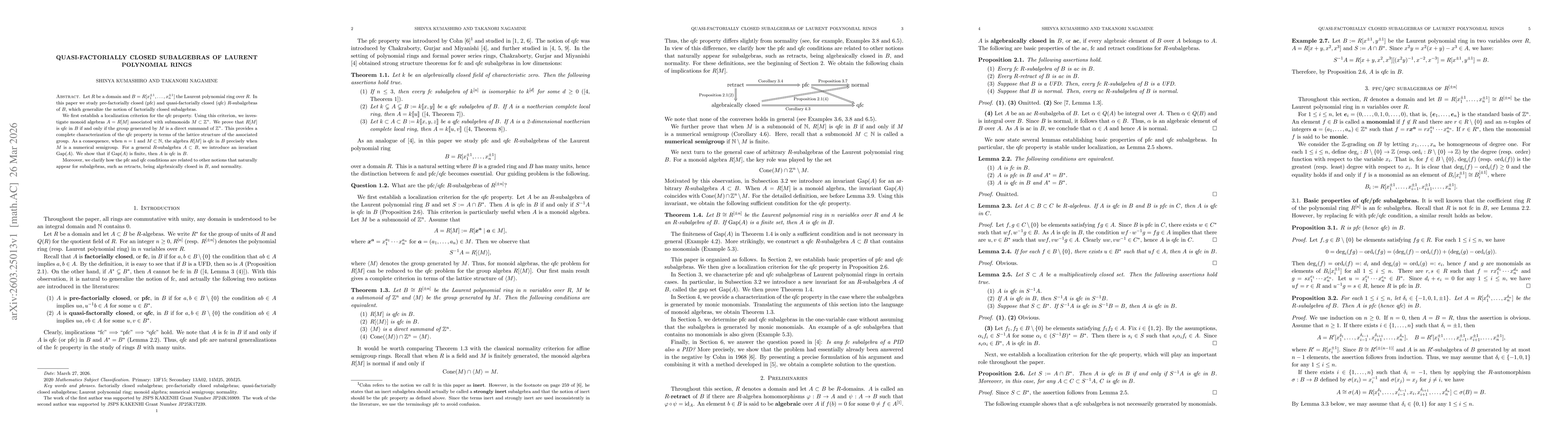 Thumbnail for Quasi-factorially closed subalgebras of Laurent polynomial rings