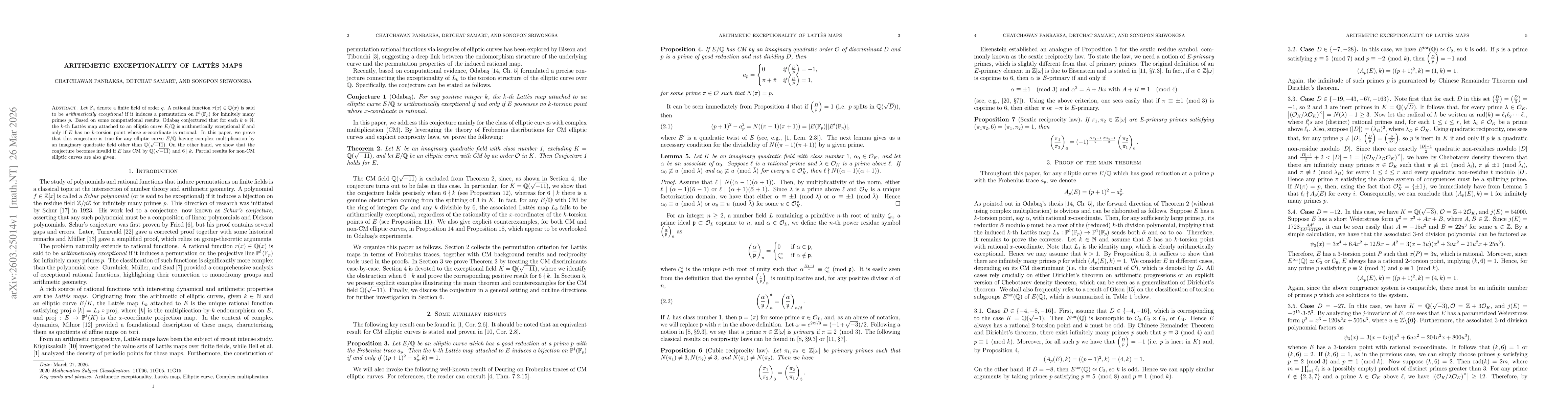 Thumbnail for Arithmetic exceptionality of Lattès maps