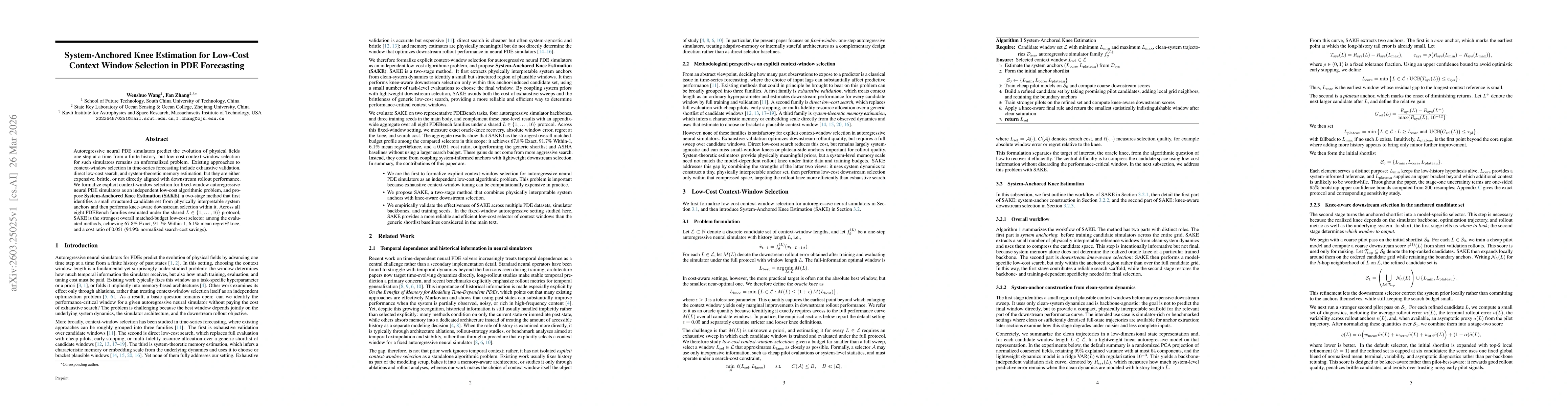 Thumbnail for System-Anchored Knee Estimation for Low-Cost Context Window Selection in PDE Forecasting