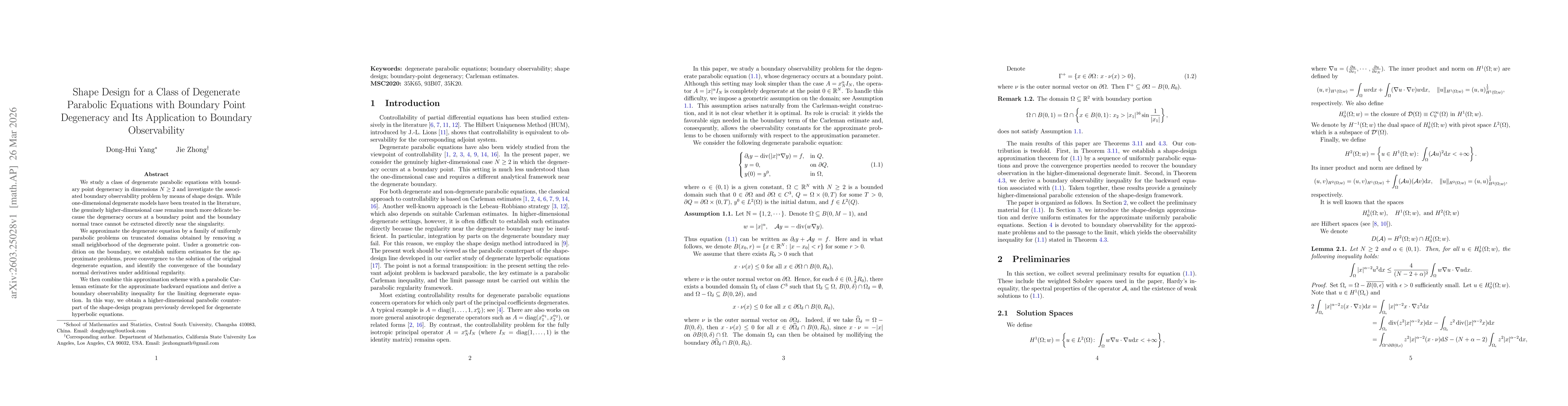 Thumbnail for Shape Design for a Class of Degenerate Parabolic Equations with Boundary Point Degeneracy and Its Application to Boundary Observability