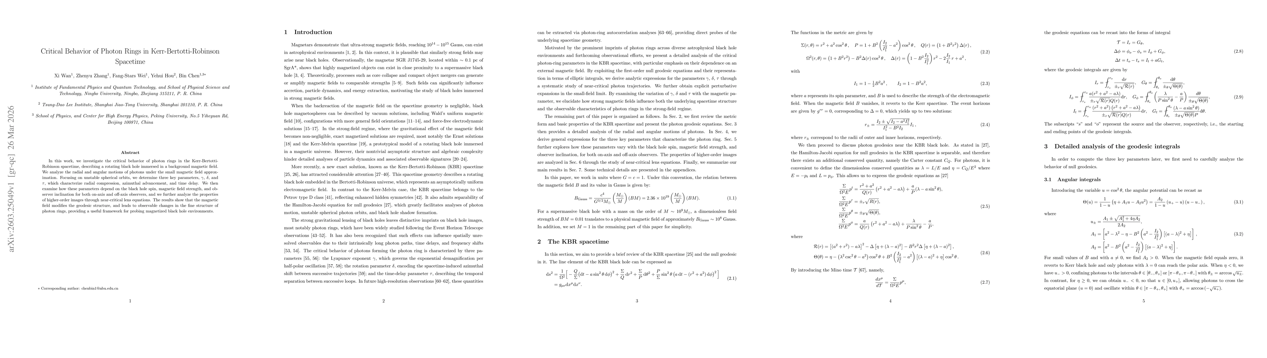 Thumbnail for Critical Behavior of Photon Rings in Kerr-Bertotti-Robinson Spacetime