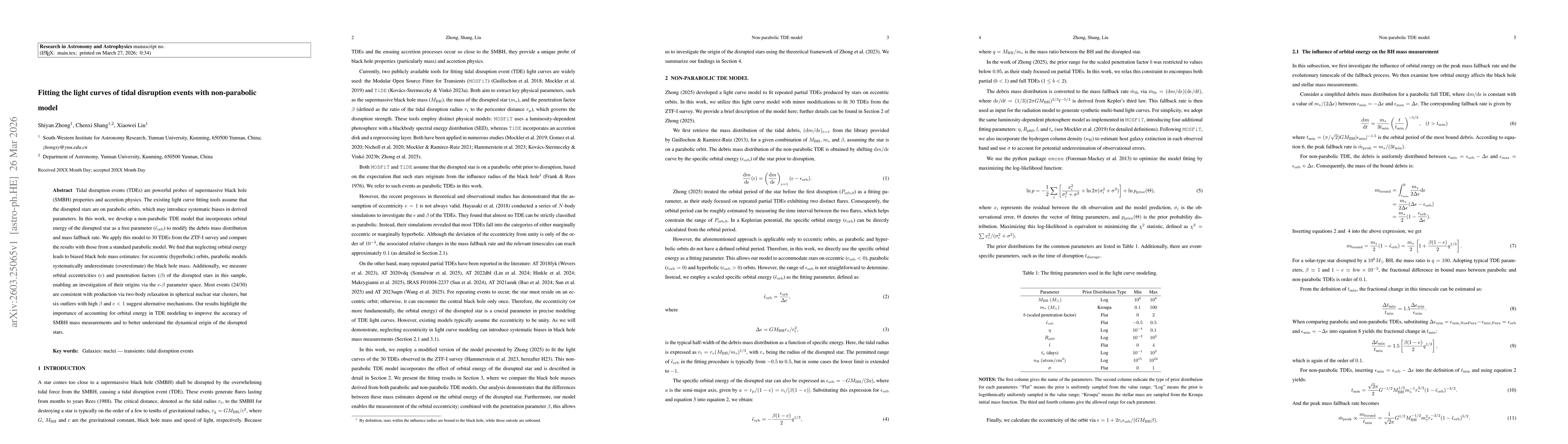 Thumbnail for Fitting the light curves of tidal disruption events with non-parabolic model