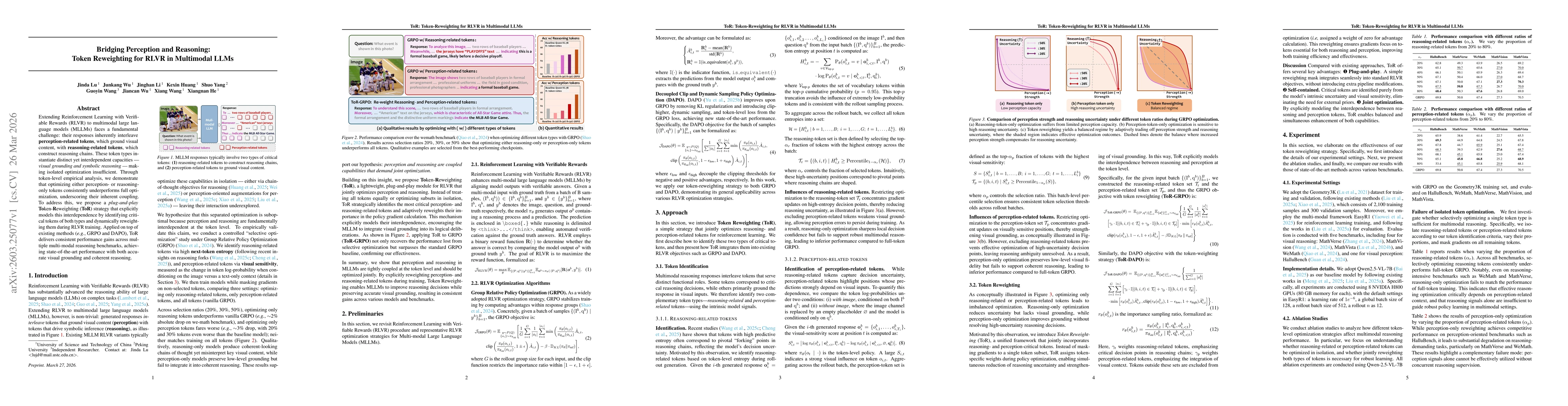Thumbnail for Bridging Perception and Reasoning: Token Reweighting for RLVR in Multimodal LLMs