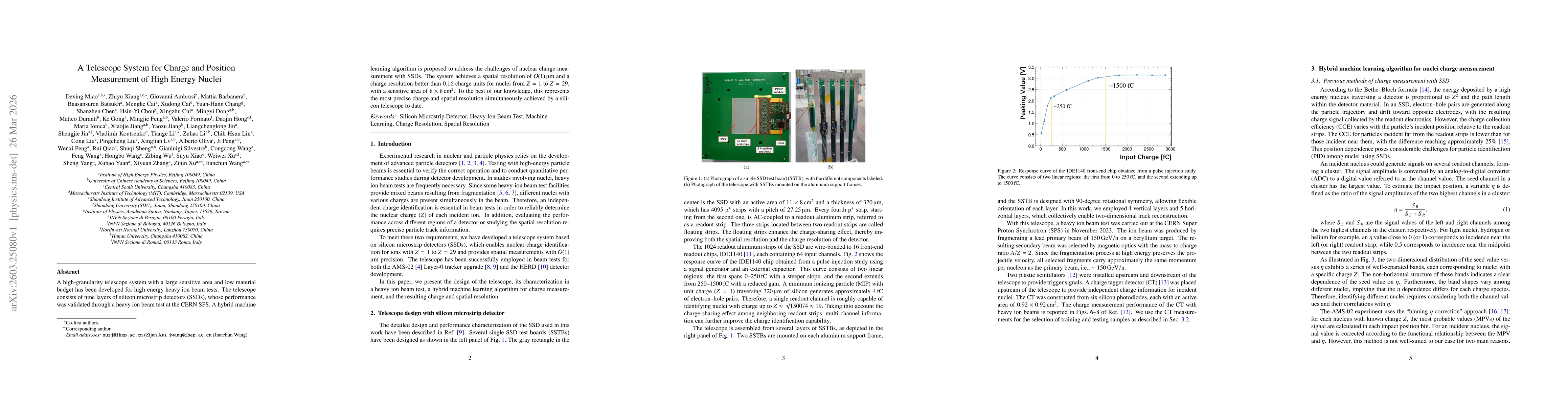 Thumbnail for A Telescope System for Charge and Position Measurement of High Energy Nuclei