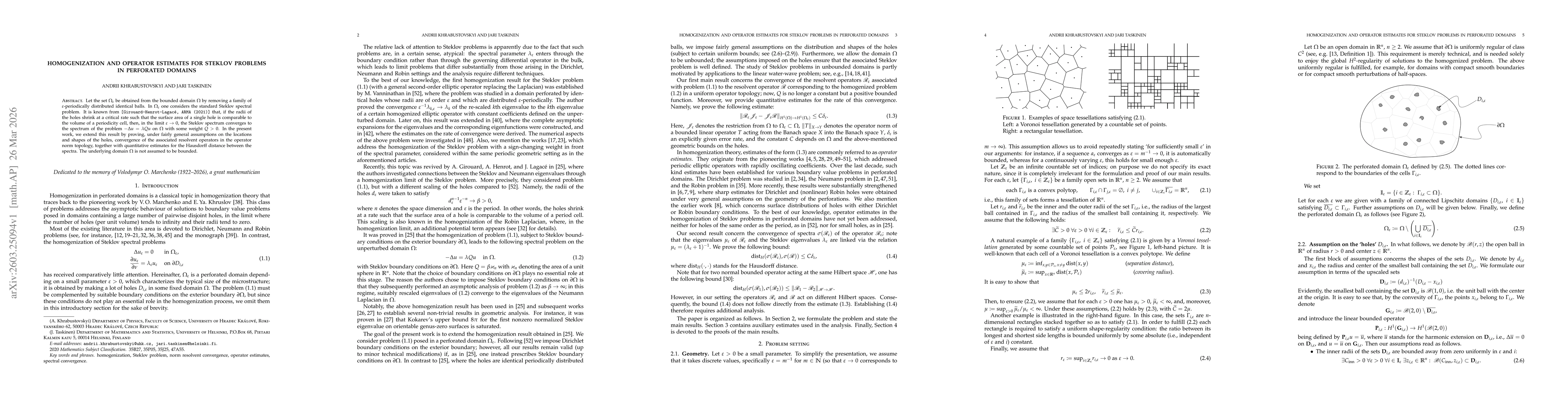 Thumbnail for Homogenization and operator estimates for Steklov problems in perforated domains