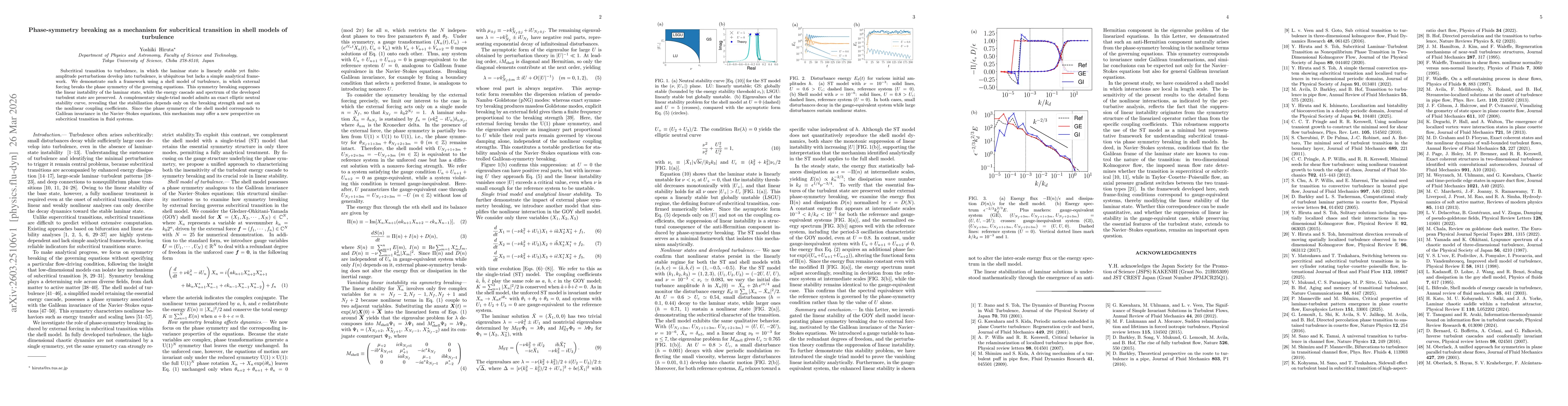 Thumbnail for Phase-symmetry breaking as a mechanism for subcritical transition in shell models of turbulence