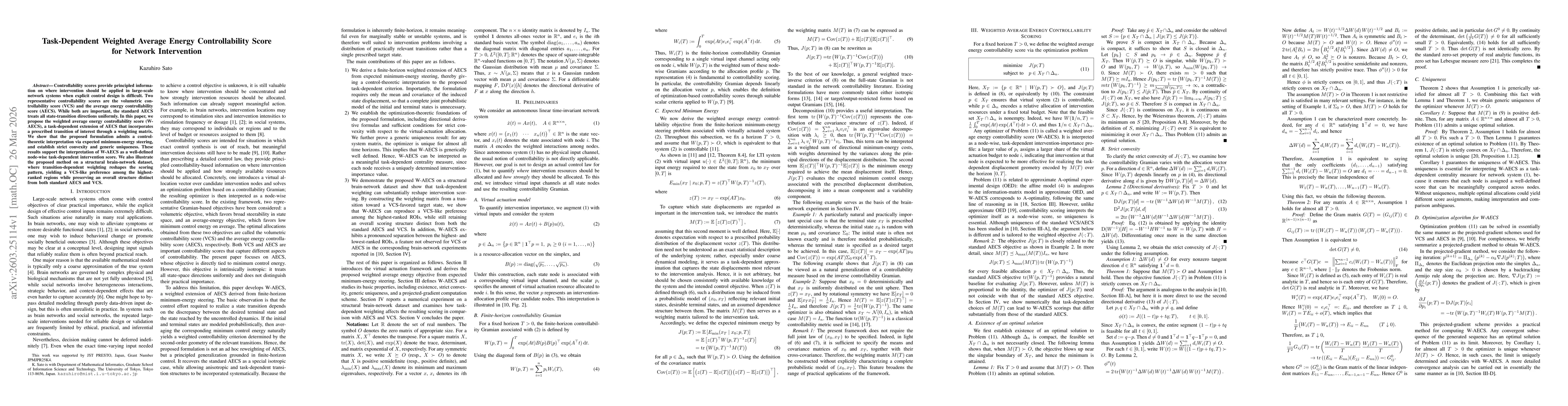 Thumbnail for Task-Dependent Weighted Average Energy Controllability Score for Network Intervention