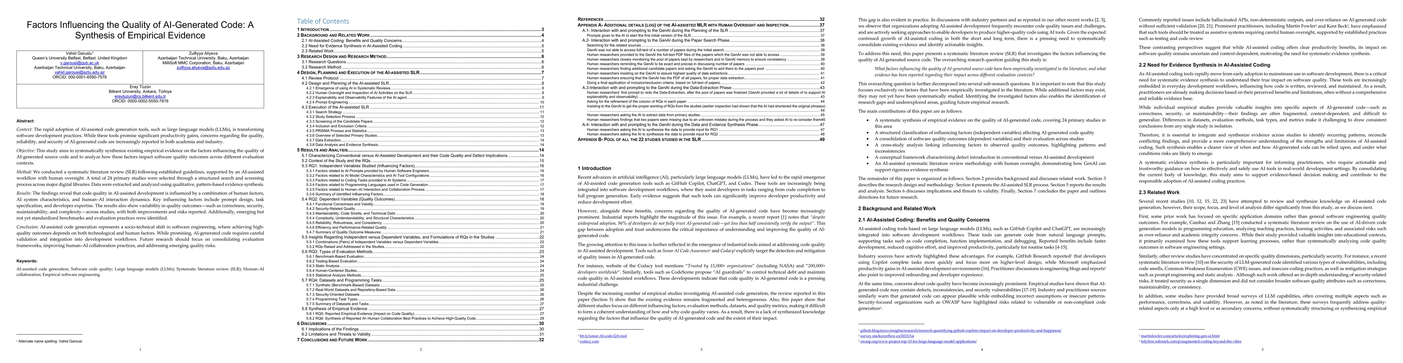 Thumbnail for Factors Influencing the Quality of AI-Generated Code: A Synthesis of Empirical Evidence