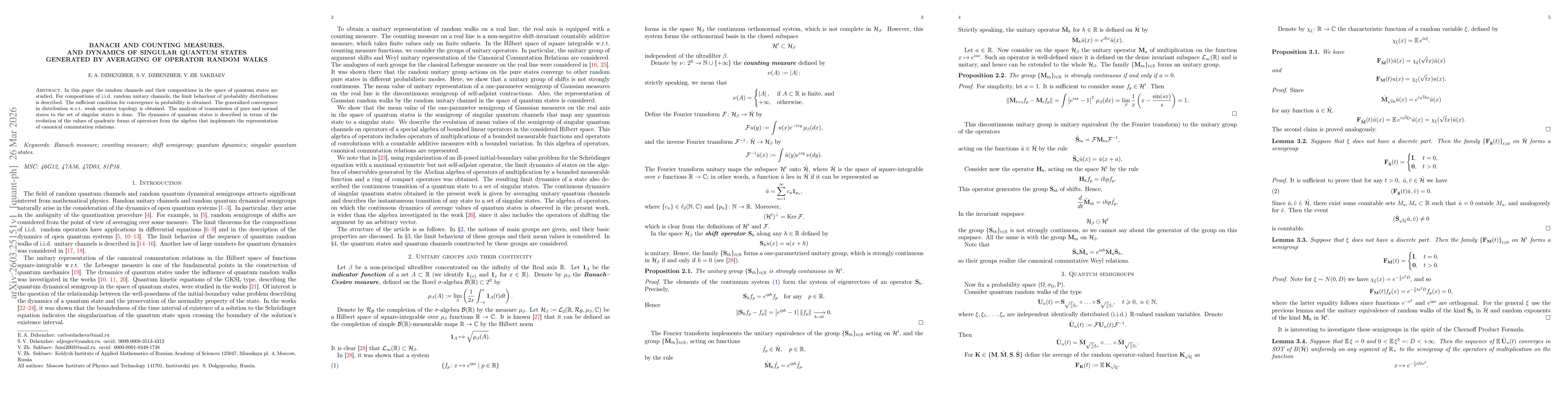 Thumbnail for Banach and counting measures, and dynamics of singular quantum states generated by averaging of operator random walks