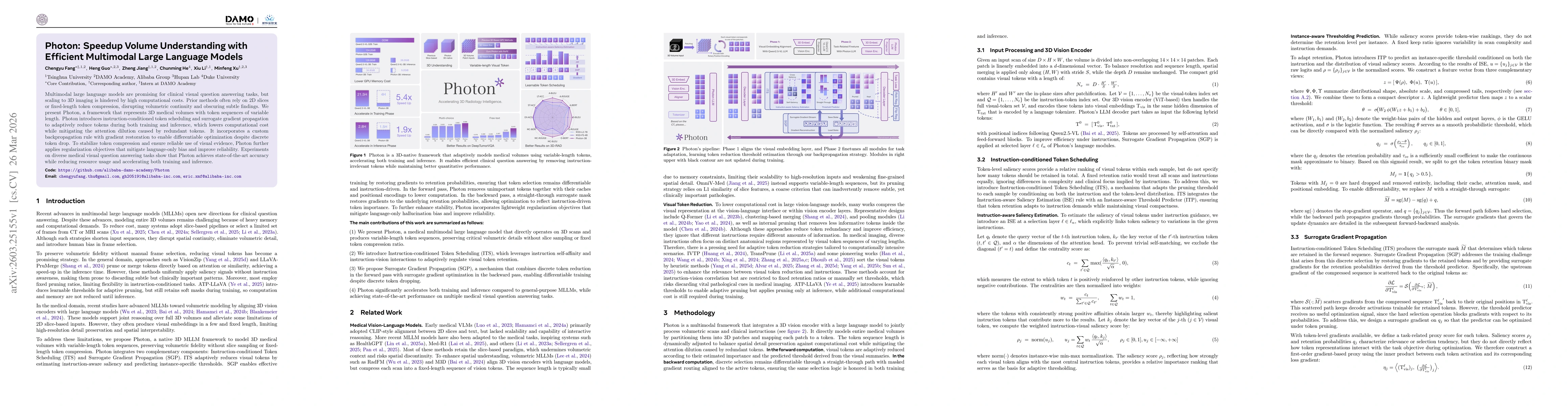 Thumbnail for Photon: Speedup Volume Understanding with Efficient Multimodal Large Language Models