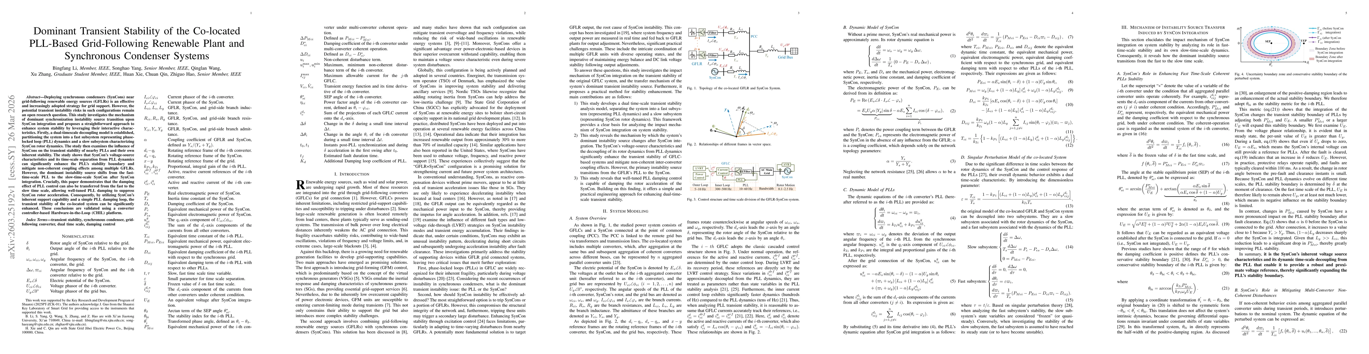 Thumbnail for Dominant Transient Stability of the Co-located PLL-Based Grid-Following Renewable Plant and Synchronous Condenser Systems