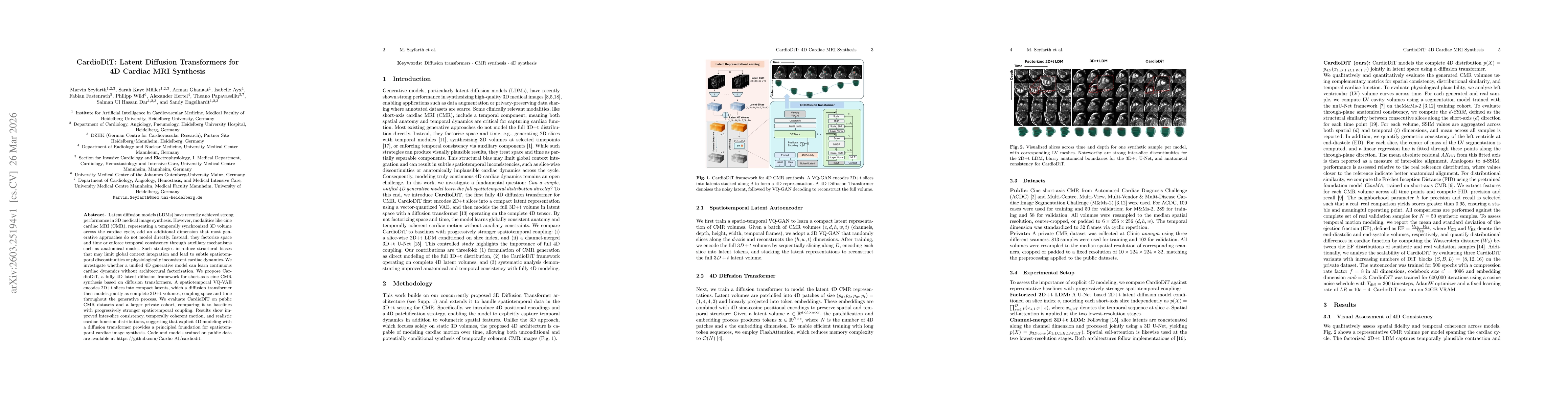 Thumbnail for CardioDiT: Latent Diffusion Transformers for 4D Cardiac MRI Synthesis