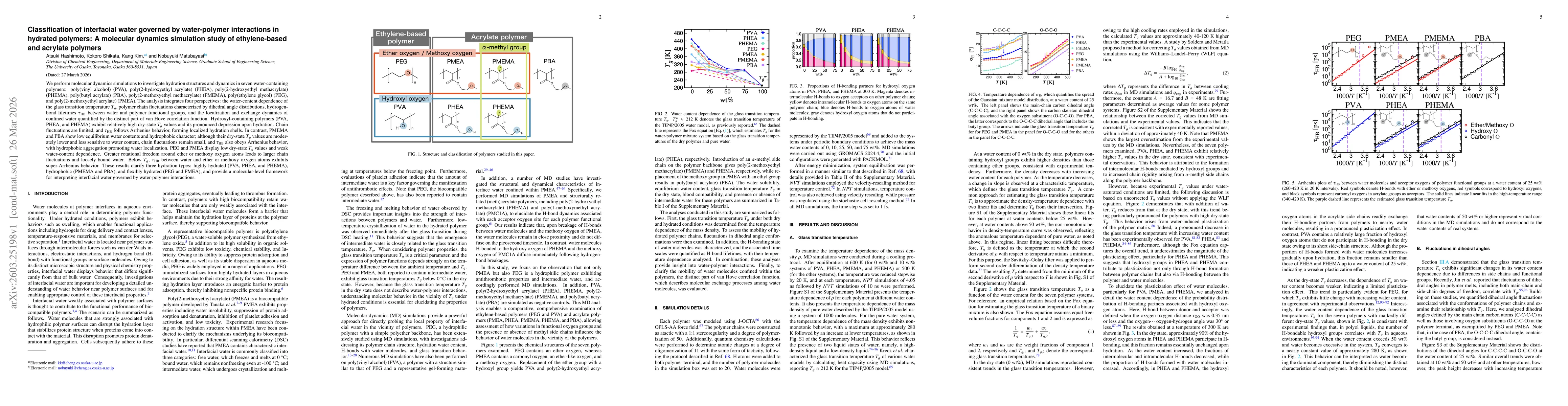 Thumbnail for Classification of interfacial water governed by water-polymer interactions in hydrated polymers: A molecular dynamics simulation study of ethylene-based and acrylate polymers