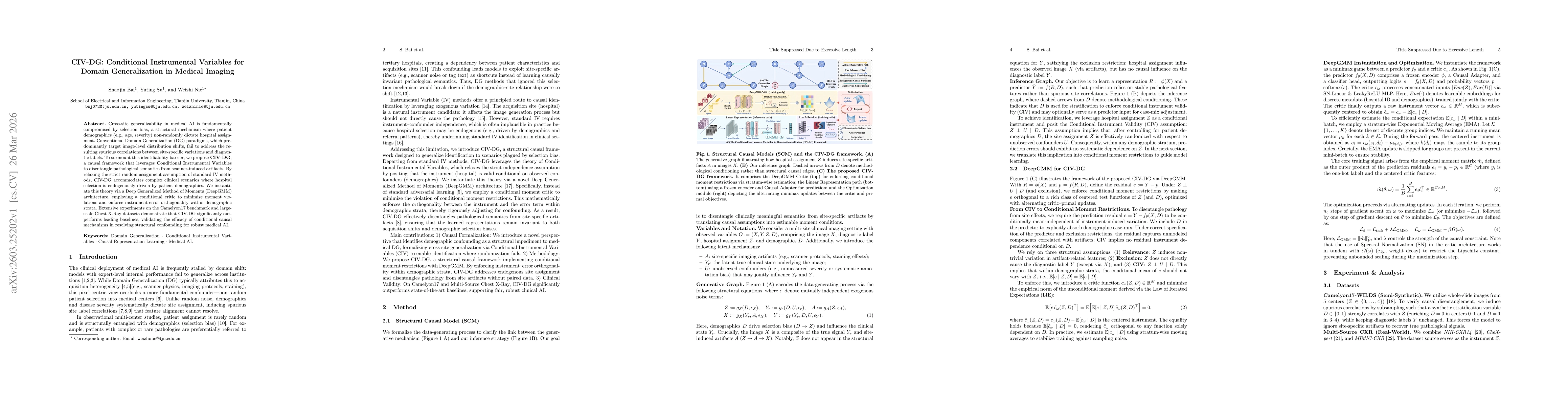 Thumbnail for CIV-DG: Conditional Instrumental Variables for Domain Generalization in Medical Imaging