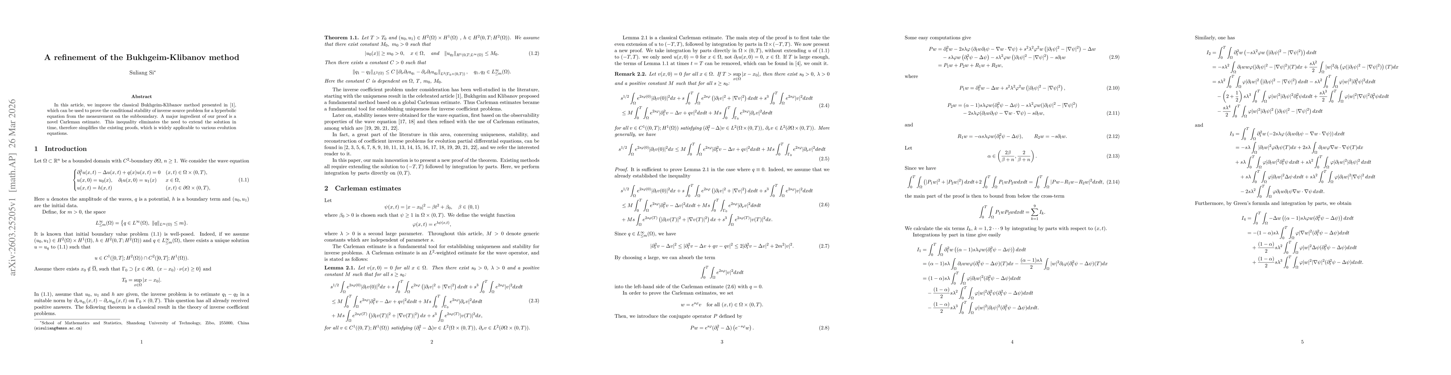 Thumbnail for Arefinement of the Bukhgeim-Klibanov method