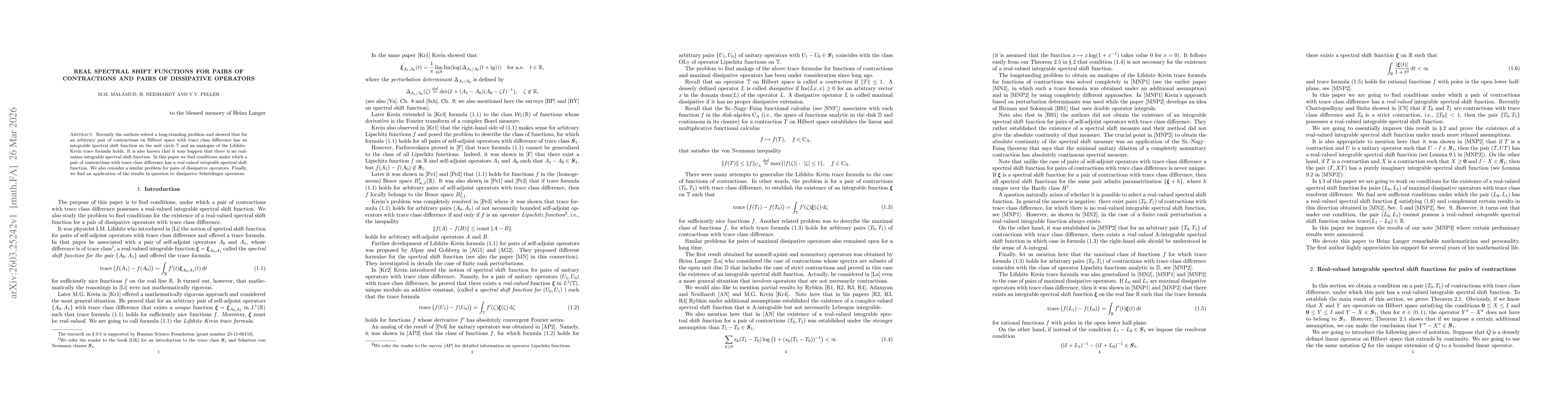 Thumbnail for Real spectral shift functions for pairs of contractions and pairs of dissipative operators