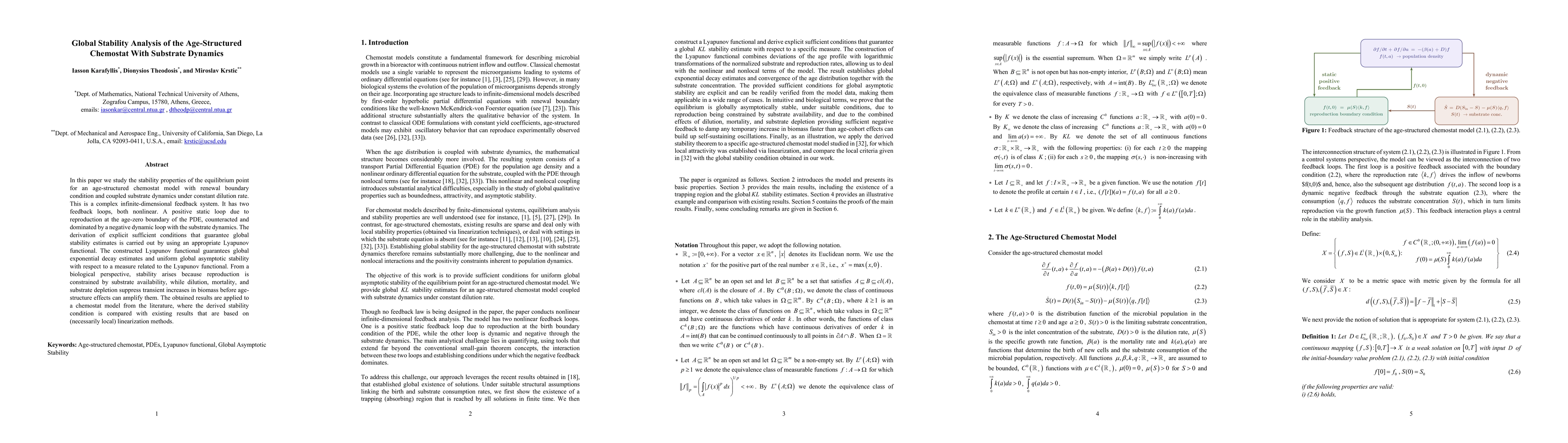 Thumbnail for Global Stability Analysis of the Age-Structured Chemostat With Substrate Dynamics