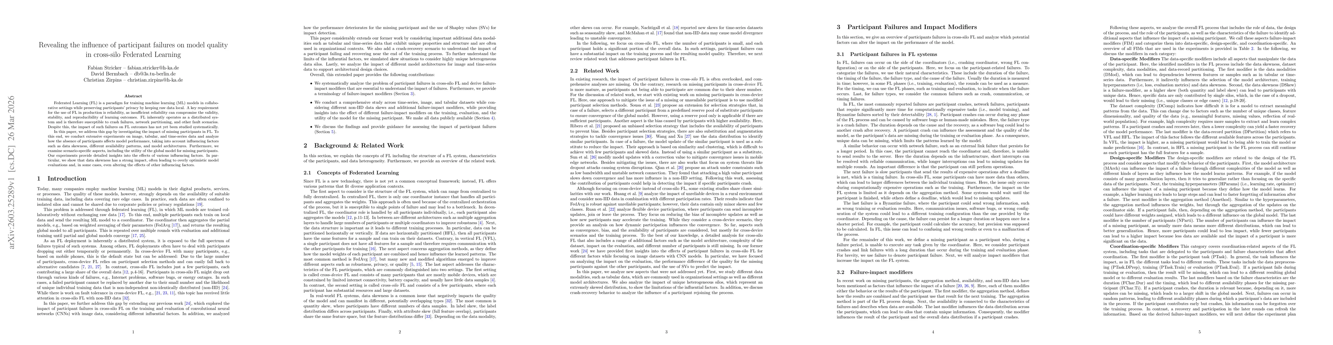 Thumbnail for Revealing the influence of participant failures on model quality in cross-silo Federated Learning