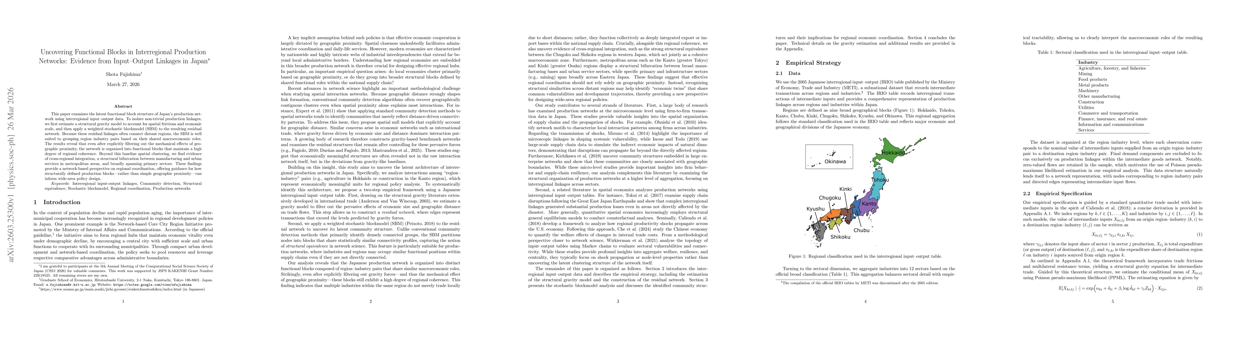 Thumbnail for Uncovering Functional Blocks in Interregional Production Networks: Evidence from Input-Output Linkages in Japan