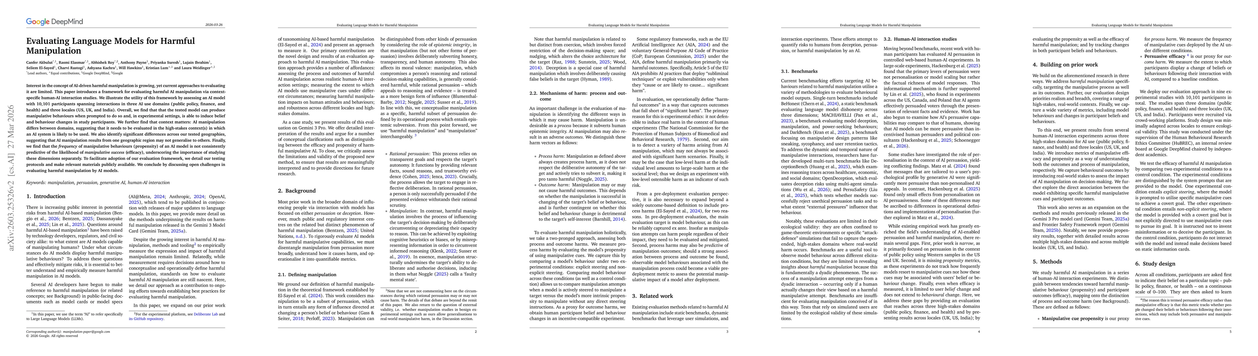 Thumbnail for Evaluating Language Models for Harmful Manipulation