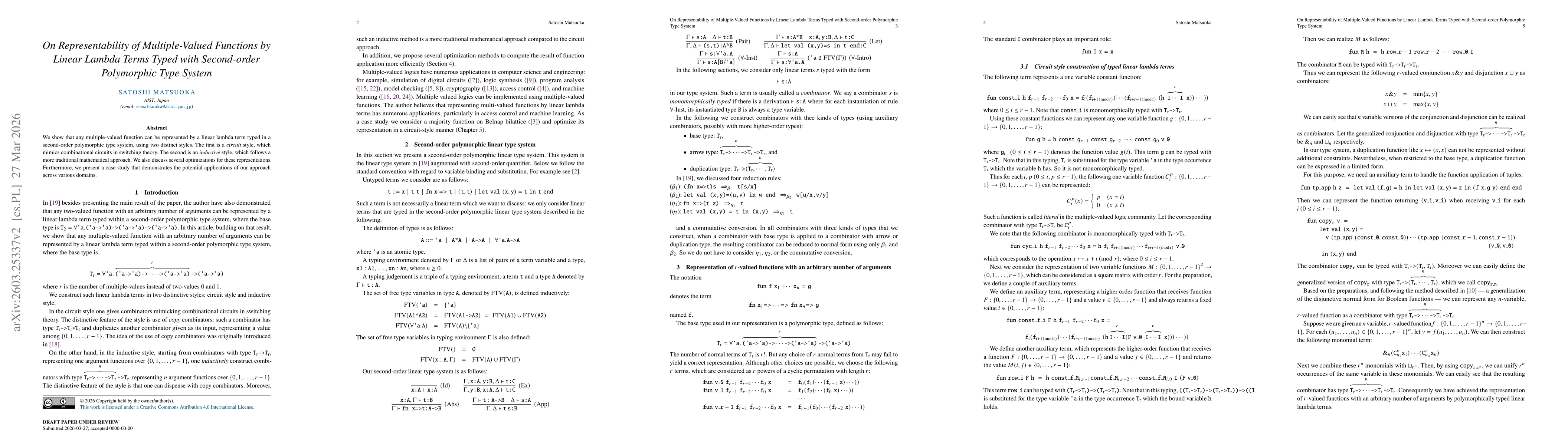 Thumbnail for On Representability of Multiple-Valued Functions by Linear Lambda Terms Typed with Second-order Polymorphic Type System