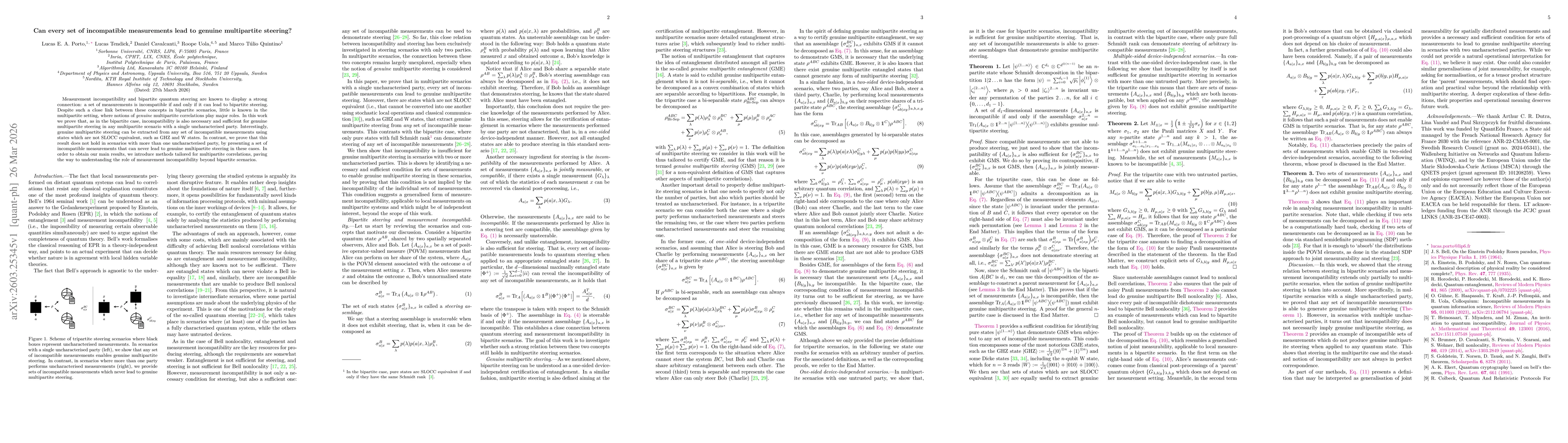 Thumbnail for Can every set of incompatible measurements lead to genuine multipartite steering?