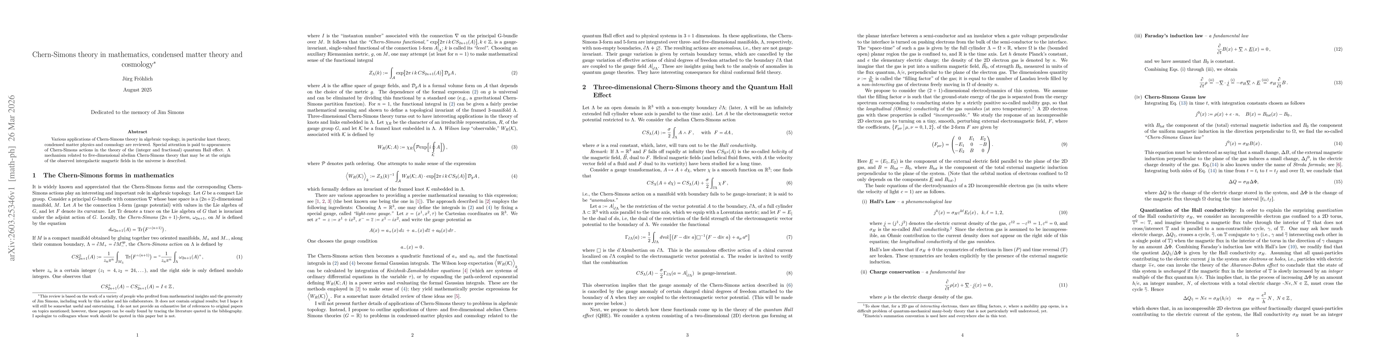 Thumbnail for Chern-Simons theory in mathematics, condensed matter theory and cosmology