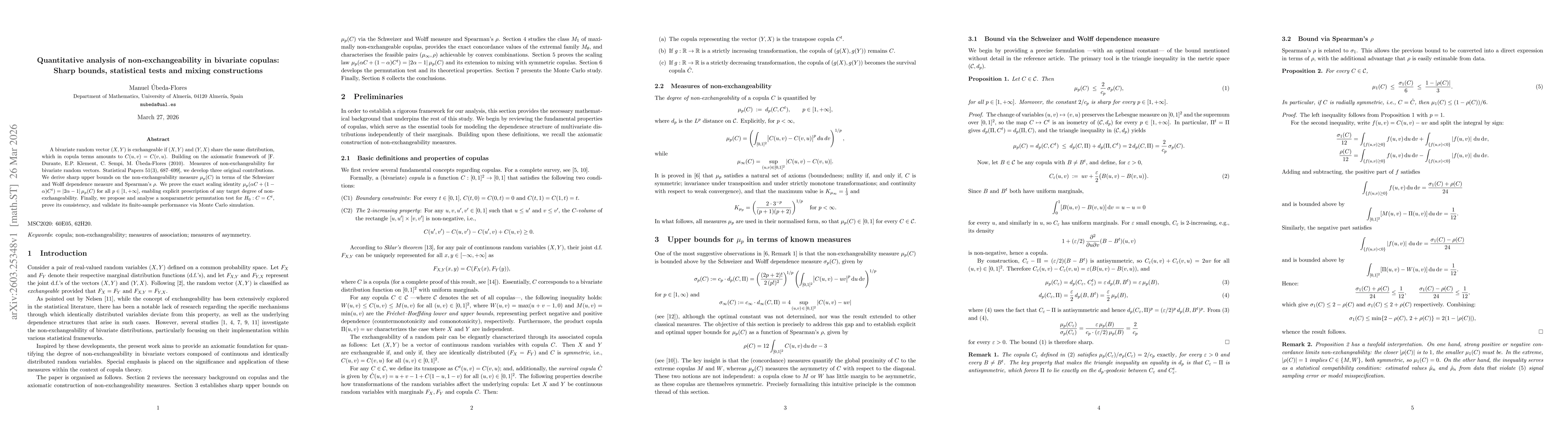 Thumbnail for Quantitative analysis of non-exchangeability in bivariate copulas: Sharp bounds, statistical tests and mixing constructions