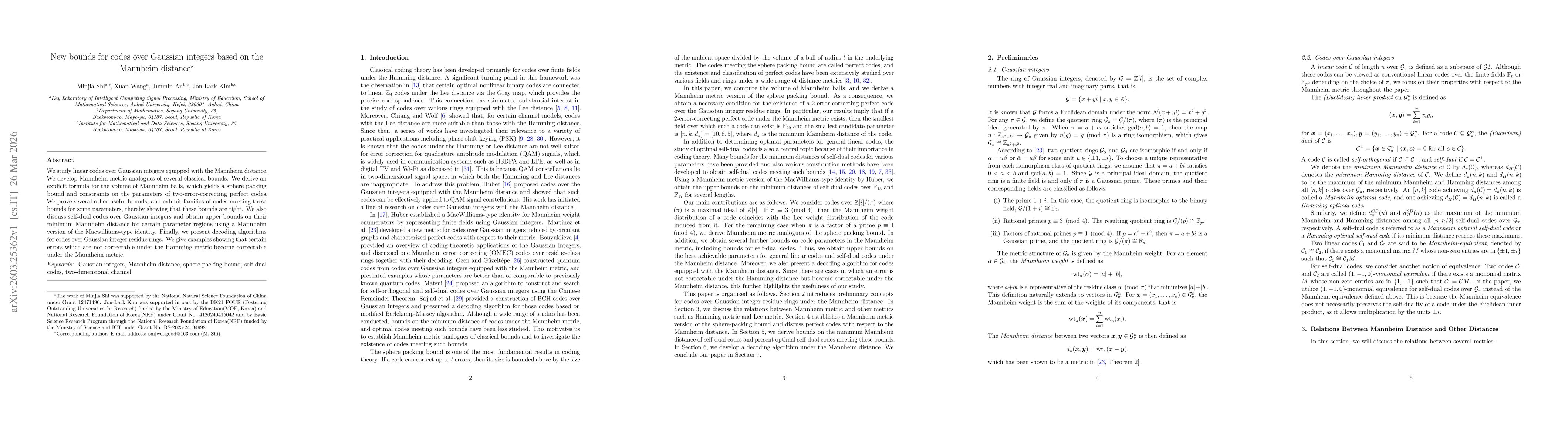 Thumbnail for New bounds for codes over Gaussian integers based on the Mannheim distance