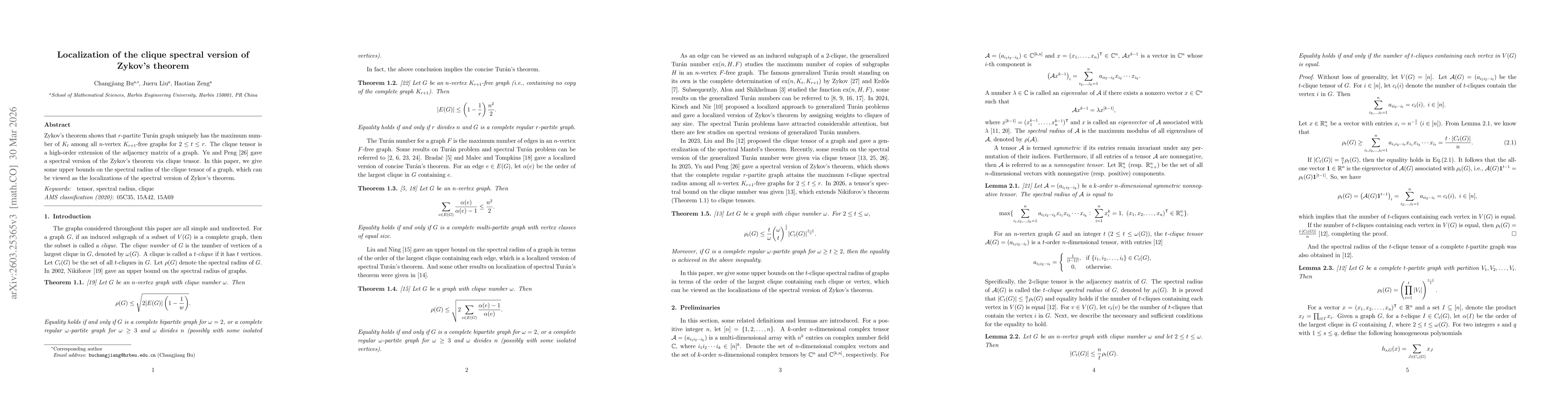 Thumbnail for Localization of the clique spectral version of Zykov's theorem