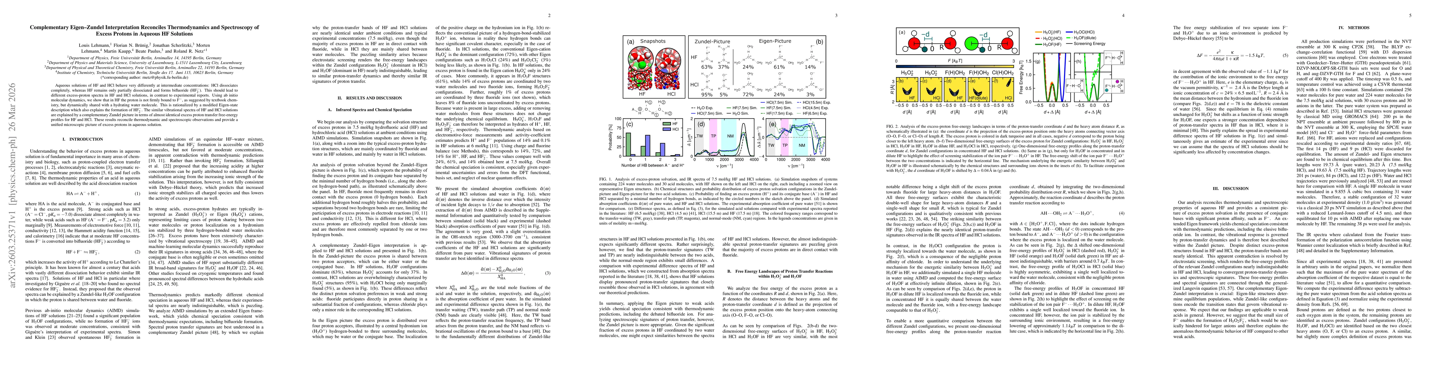Thumbnail for Complementary Eigen-Zundel Interpretation Reconciles Thermodynamics and Spectroscopy of Excess Protons in Aqueous HF Solutions