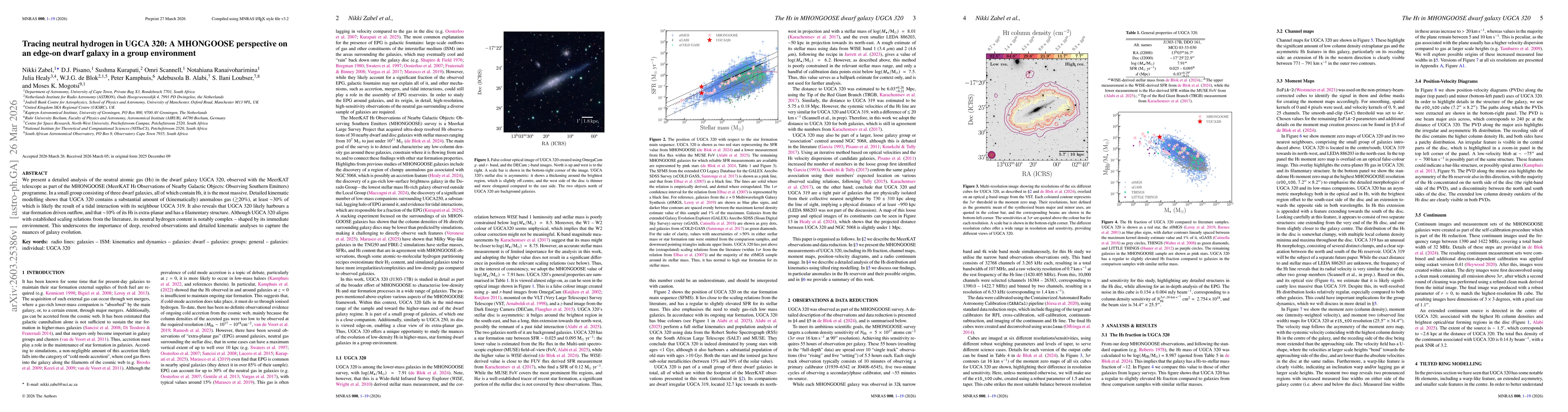 Thumbnail for Tracing neutral hydrogen in UGCA 320: A MHONGOOSE perspective on an edge-on dwarf galaxy in a group environment
