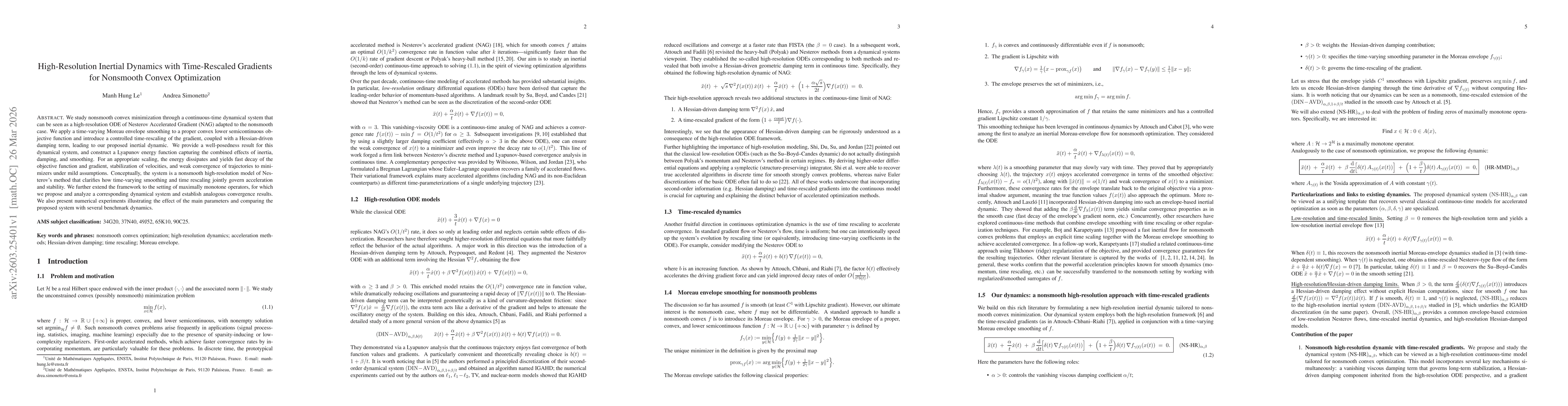 Thumbnail for High-Resolution Inertial Dynamics with Time-Rescaled Gradients for Nonsmooth Convex Optimization
