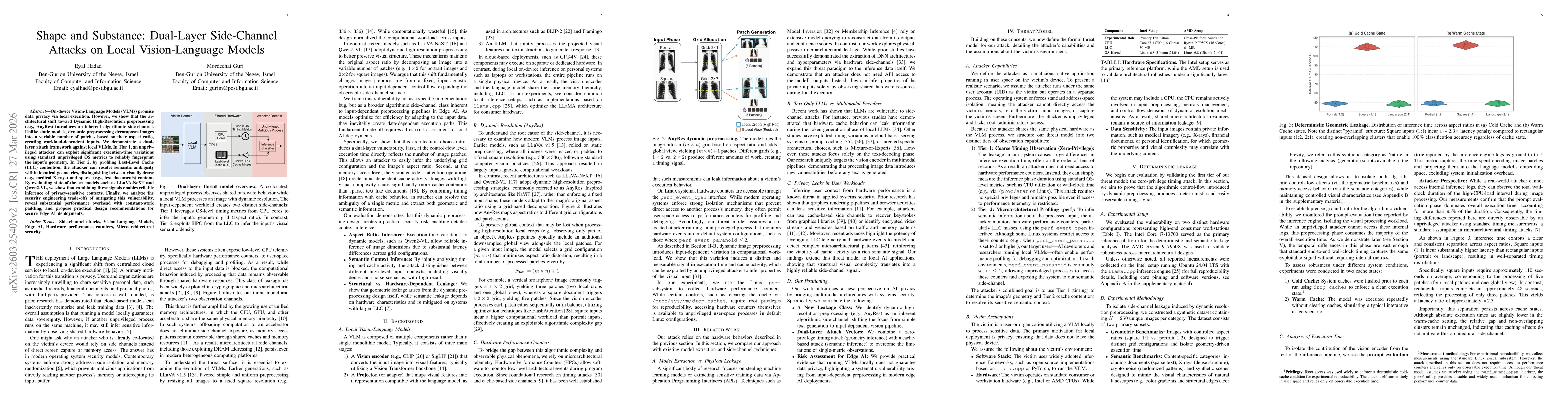 Thumbnail for Shape and Substance: Dual-Layer Side-Channel Attacks on Local Vision-Language Models