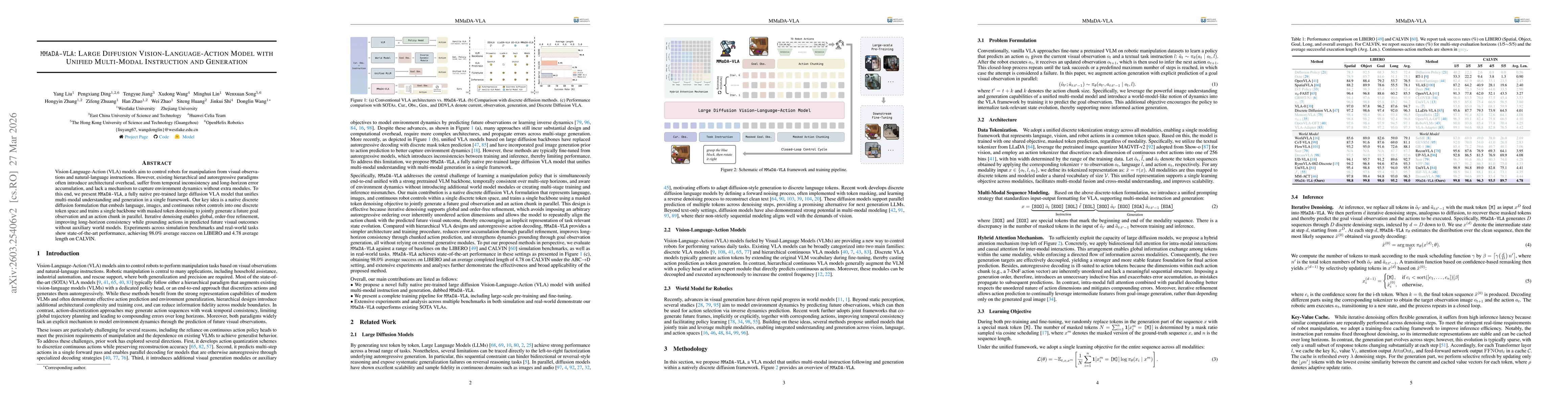 Thumbnail for MMaDA-VLA: Large Diffusion Vision-Language-Action Model with Unified Multi-Modal Instruction and Generation